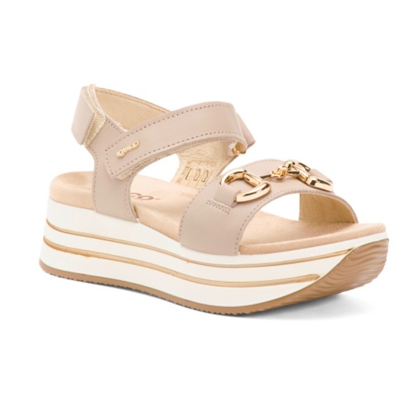 IGI&CO Made In Italy Leather Accessory Wedge Sandals - Picture 1 of 2